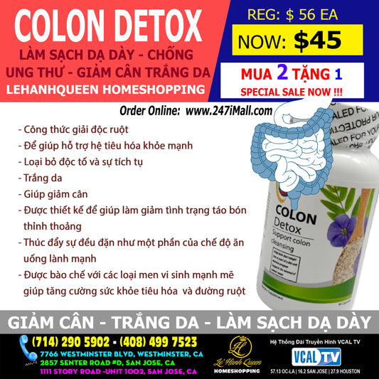 Colon DETOX Làm Sạch Dạ Dày Chống Ung Thư Giảm Cân Trắng Da