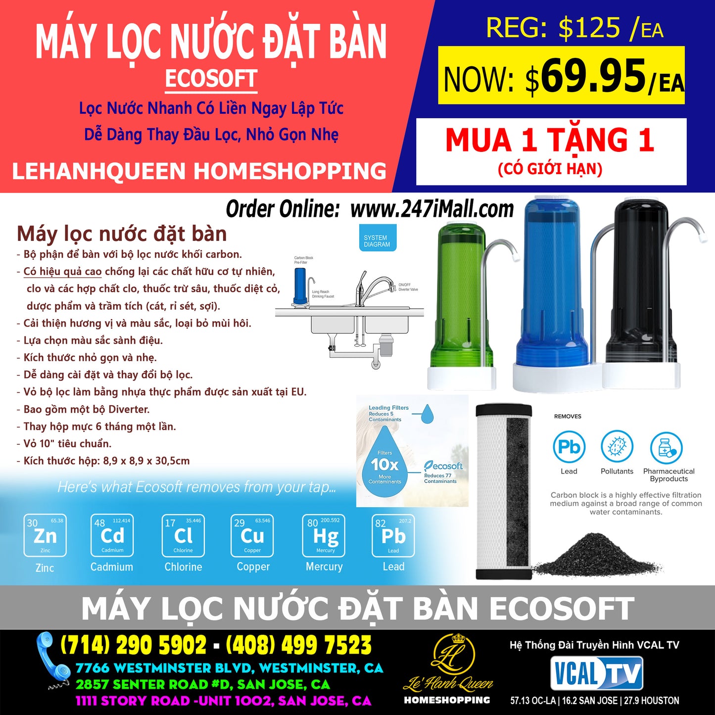 ECOSOFT Water Pitcher Filter - Máy Lọc Nước Đặt Bàn