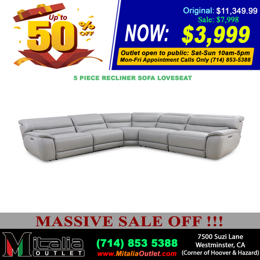Manwah 90106 - 5 piece recliner sectional loveseat