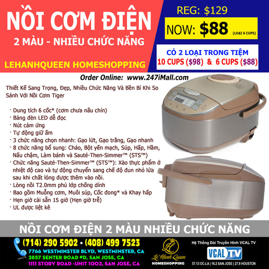 Nồi Cơm Điện (Nhiều Chức Năng 2 màu) 6 cups