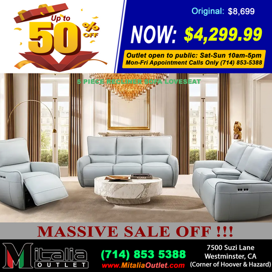 manwah 90106 - 5 piece recliner sectional loveseat