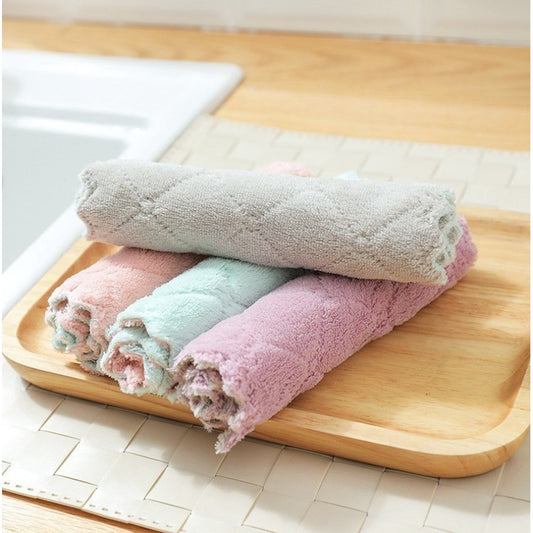 4 Pieces Double-Sided Microfiber Towel