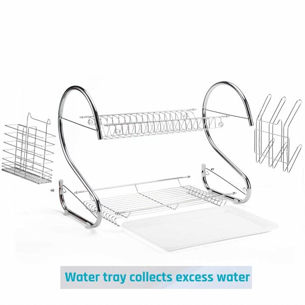 2-Tier Dish Drying Rack with Drainboard