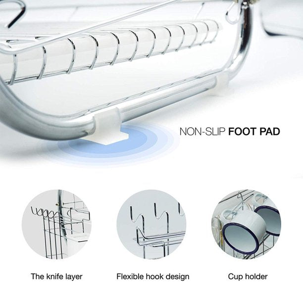 2-Tier Dish Drying Rack with Drainboard