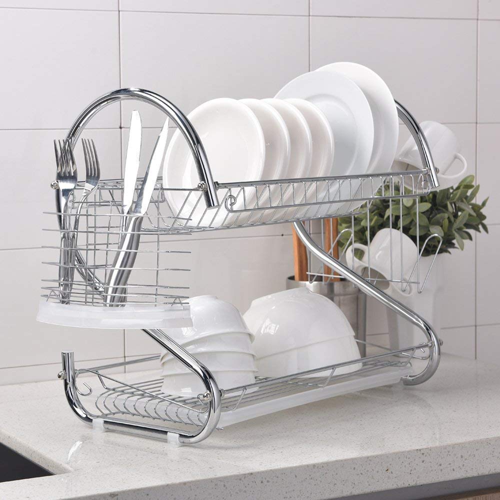 2-Tier Dish Drying Rack with Drainboard