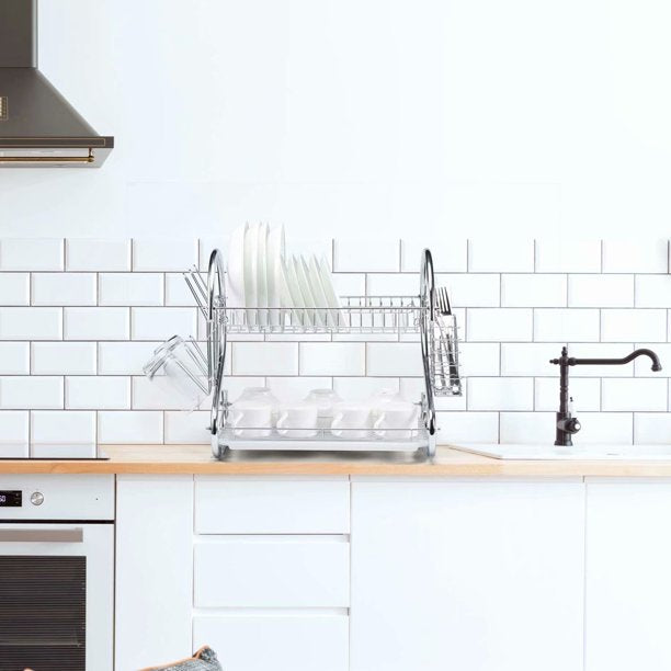2-Tier Dish Drying Rack with Drainboard