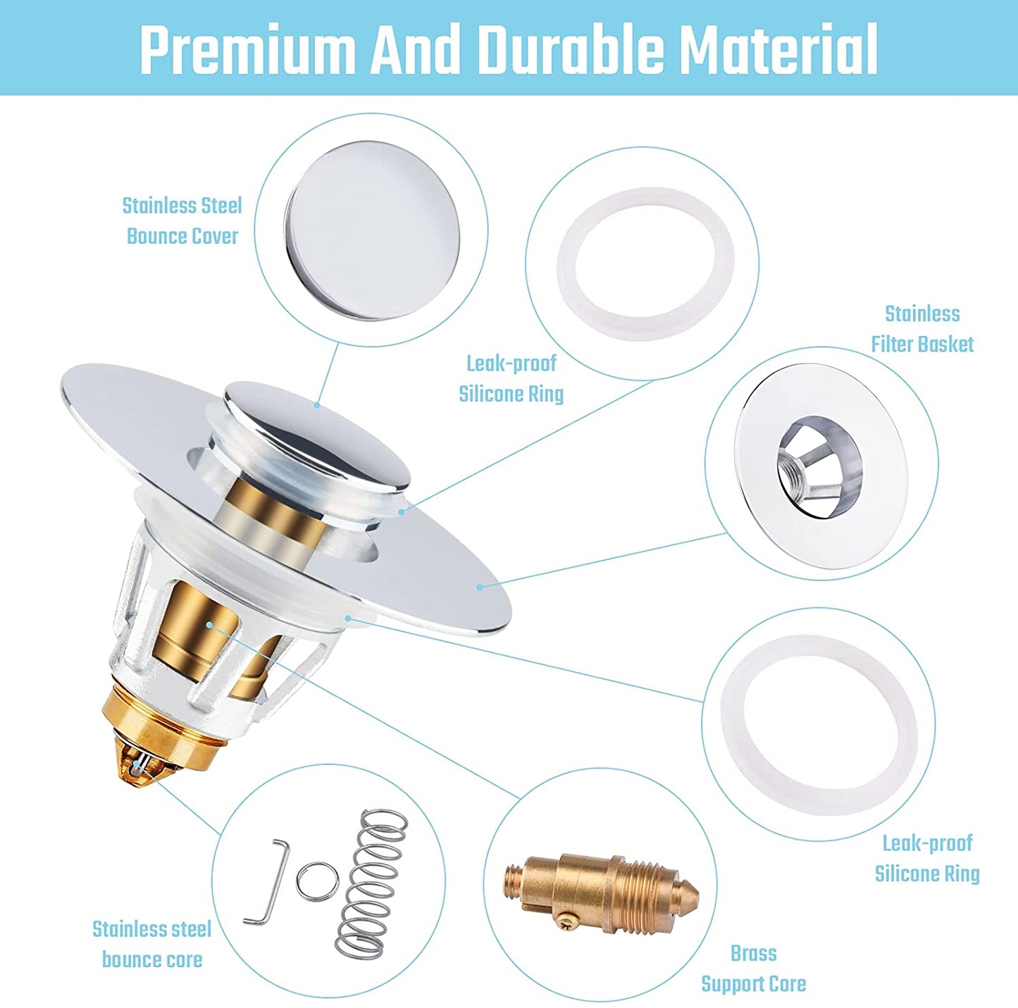 Stainless Steel Anti Clogging Drain Stopper