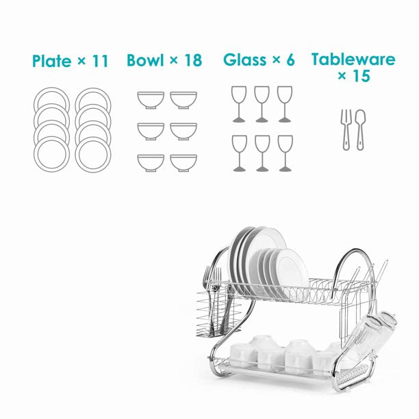 2-Tier Dish Drying Rack with Drainboard