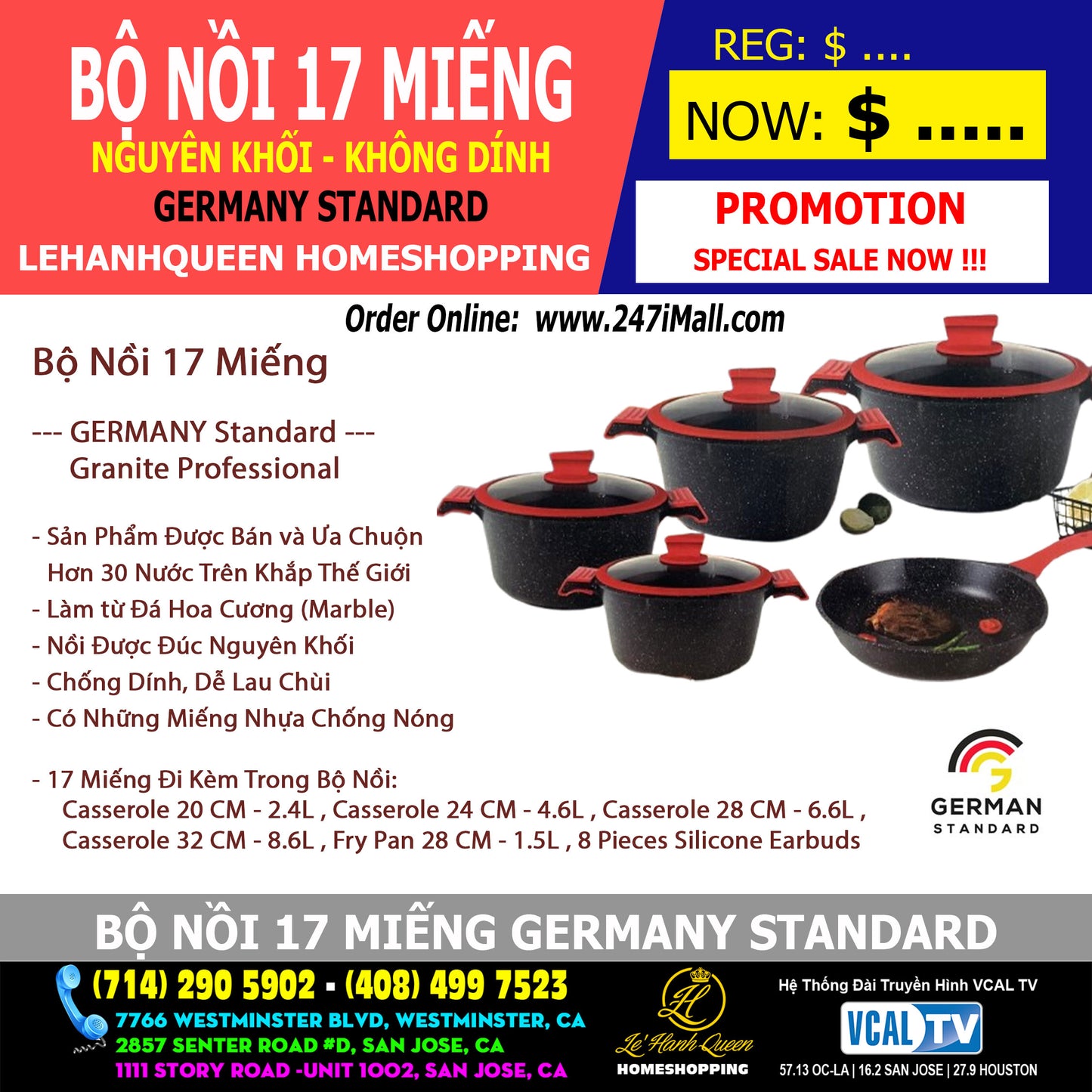 Bộ Nồi 17 Miếng Germany Standard