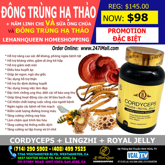 Đông Trùng Hạ Thảo +Nấm Linh Chi +Sữa Ong Chúa