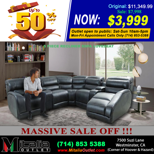 Manwah MODEL 90110 - 5 piece recliner sofa sectional loveseat