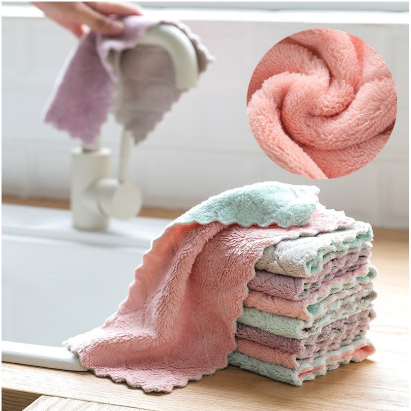 4 Pieces Double-Sided Microfiber Towel