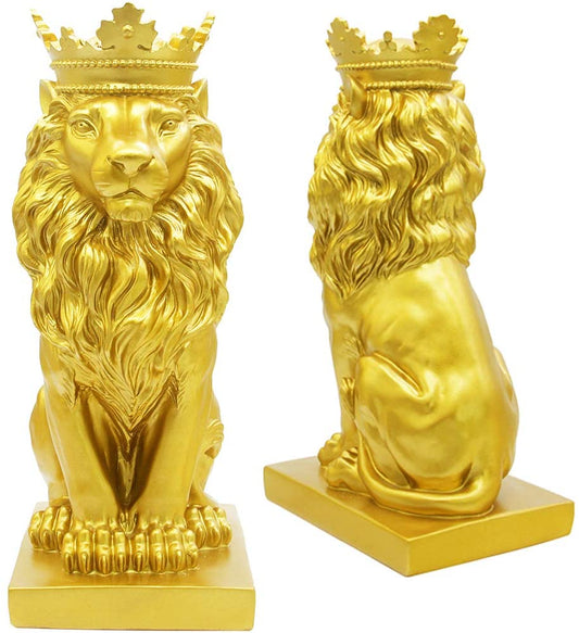 Golden Lion King Statue - Handcrafted Decor