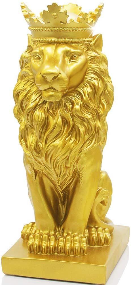 Golden Lion King Statue - Handcrafted Decor