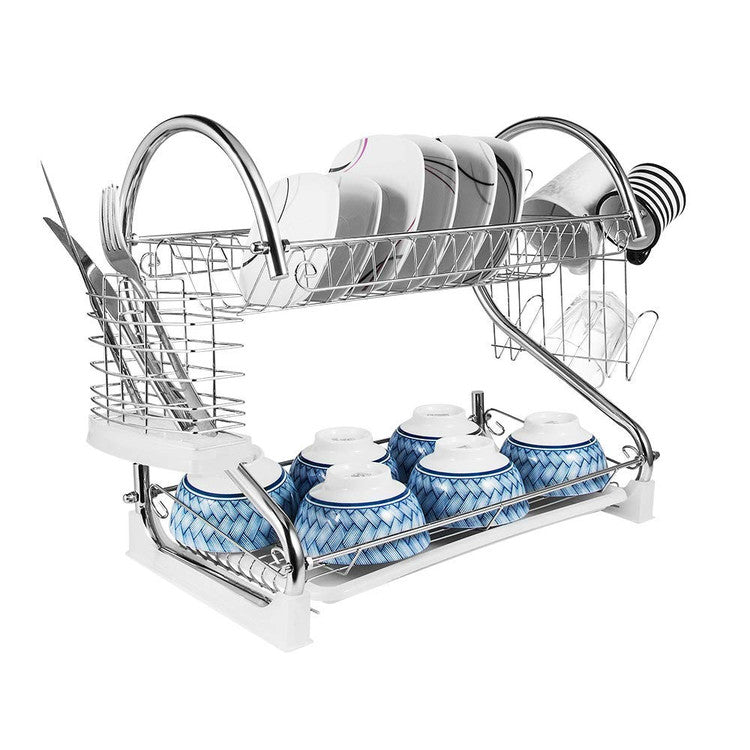 2-Tier Dish Drying Rack with Drainboard