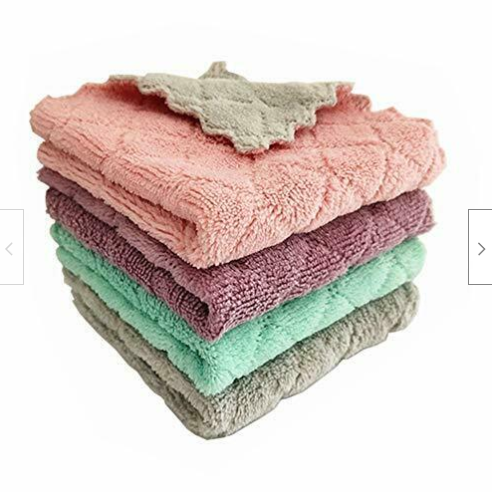 4 Pieces Double-Sided Microfiber Towel