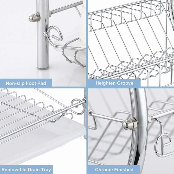 2-Tier Dish Drying Rack with Drainboard